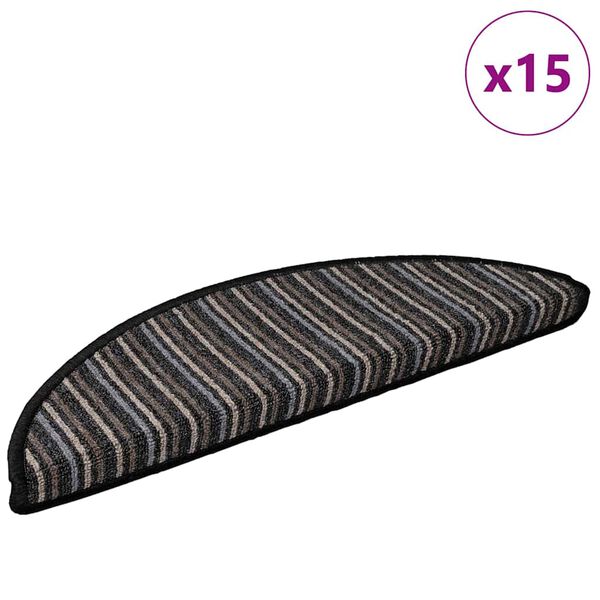 vidaXL Tapetes Adesivos para Escadas 15 pcs Antracite 56 x 17 x 3 cm