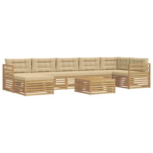 vidaXL Conjunto de Sof&aacute;s para Exterior 8 unid. Branco e Bege Poli&eacute;ster