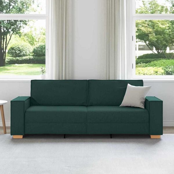 vidaXL Sof&aacute; Verde Escuro 220 x 78 x 84 cm tecido