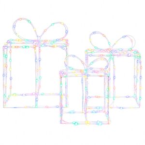 vidaXL Caixas de prendas de Natal com luzes LOVIISA 3 unid. 360 LED
