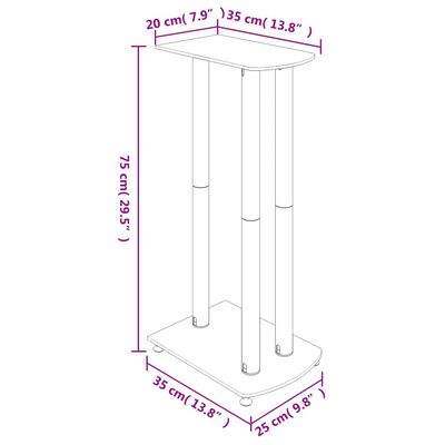 vidaXL Suportes p/ colunas 2pcs vidro temperado design 3 pilares preto