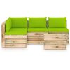vidaXL 5 pcs conj. lounge jardim c/ almofad&otilde;es madeira impreg. verde