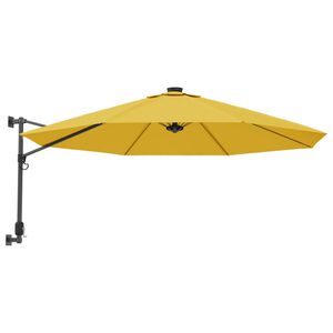 vidaXL Guarda-sol de parede com luzes LED 290 cm amarelo