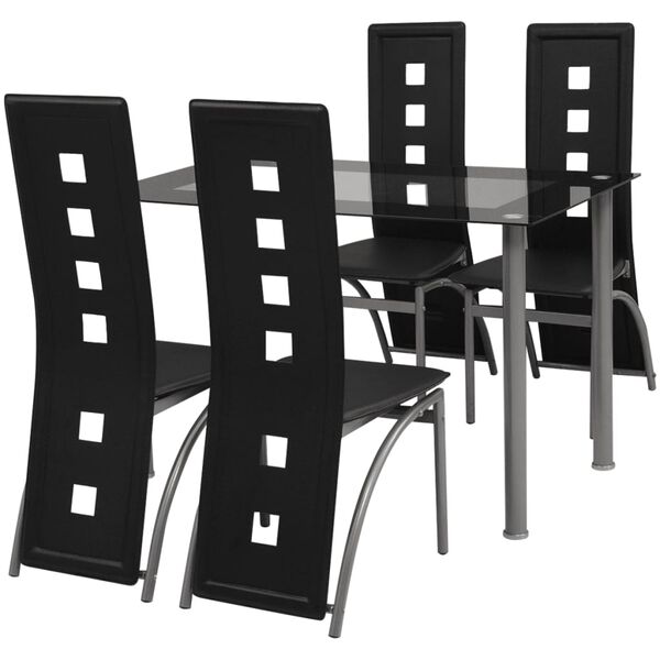 vidaXL Conjunto jantar, 5 pcs, preto