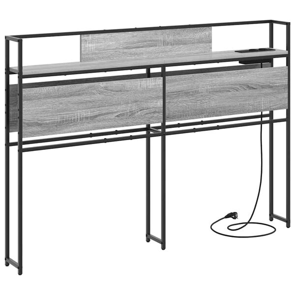 vidaXL Cabeceira de armazenamento com cabeceira Sonoma cinzento 135 cm