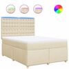 vidaXL Cama com molas/colch&atilde;o 140x200 cm tecido cor creme