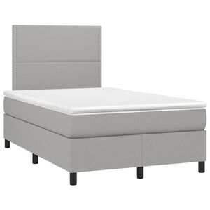 vidaXL Cama boxspring com colch&atilde;o 120x190 cm tecido cinzento-claro
