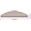 vidaXL Tapetes de escada 30 pe&ccedil;as 56x17x3 cm marrom claro semicircular
