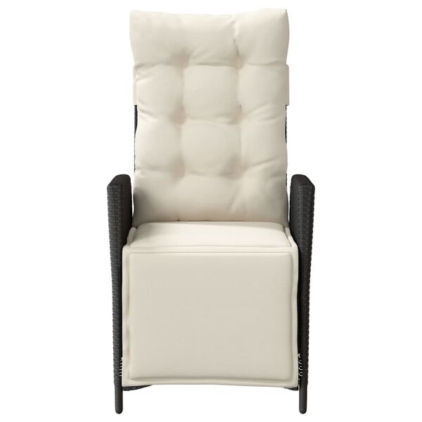 vidaXL Cadeira de jardim reclinável c/ apoio para os pés vime PE preto