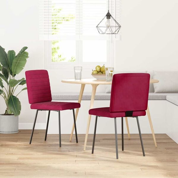 vidaXL Cadeiras de jantar 2 pcs veludo vermelho tinto