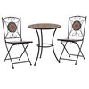 vidaXL 3 pcs conjunto bistro mosaico azulejos cer&acirc;mica laranja/cinza