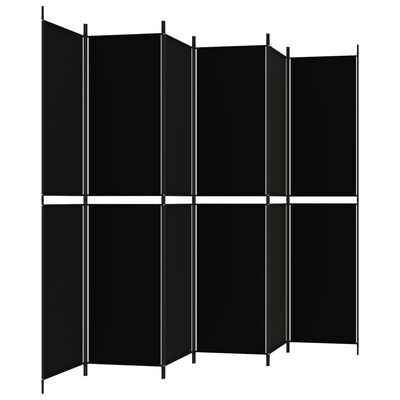 vidaXL Divisória de quarto com 6 painéis 300x220 cm tecido preto