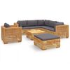 vidaXL 8 pcs conjunto lounge jardim c/ almofad&otilde;es madeira teca maci&ccedil;a