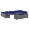 vidaXL 13 pcs conjunto lounge de jardim c/ almofad&otilde;es vime PE cinzento