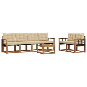 vidaXL Conjunto de Sof&aacute;s para Exterior 7 unid. Natural e Bege