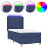 vidaXL Cama box spring c/ colch&atilde;o e LED 90x200 cm tecido azul