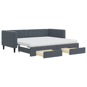 vidaXL Sof&aacute;-cama c/ gavet&atilde;o e gavetas 90x190 cm veludo cinzento-escuro