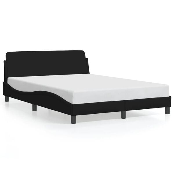 vidaXL Estrutura de cama Dover 140x190 cm tecido preto