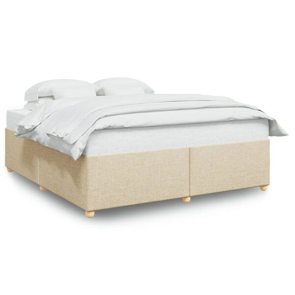 vidaXL Estrutura de cama sem colch&atilde;o 200x200 cm tecido cor creme