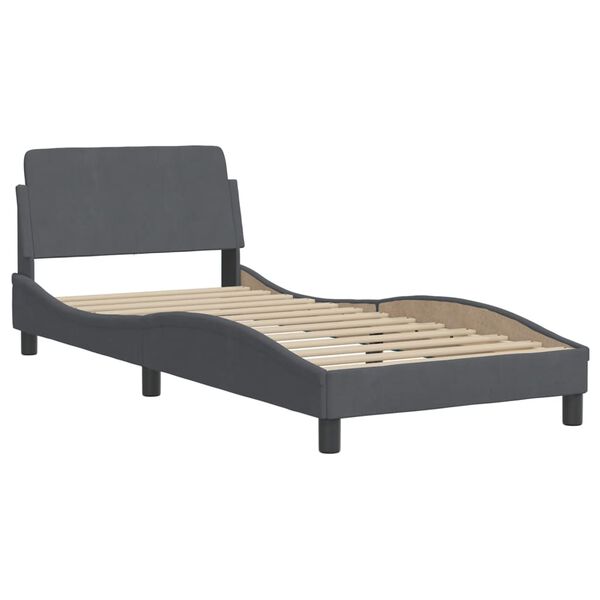 vidaXL Cama com colch&atilde;o 80x200 cm veludo cinzento-escuro