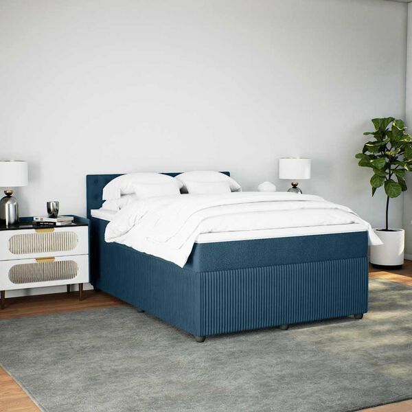 vidaXL Cama com molas/colch&atilde;o 140x200 cm veludo azul