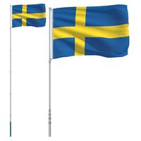 vidaXL Bandeira da Suécia e mastro 5,55 m alumínio