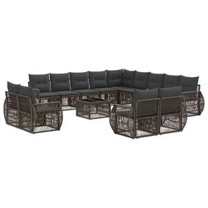 vidaXL Conjunto de Sof&aacute; de Jardim 14 unid. Cinza e Cinza Escuro