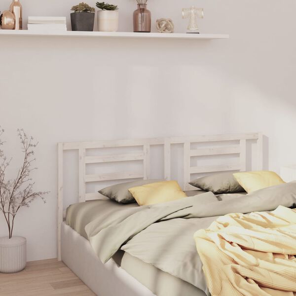 vidaXL Cabeceira de cama 156x4x100 cm pinho maci&ccedil;o branco