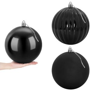 vidaXL Conjunto de bolas de Natal XXL 3 unid. Preto &Oslash; 25 cm Pl&aacute;stico