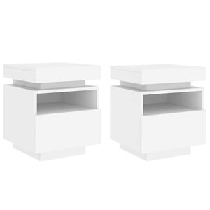vidaXL Mesas de cabeceira c/ luzes LED 2 pcs 40x39x48,5 cm branco