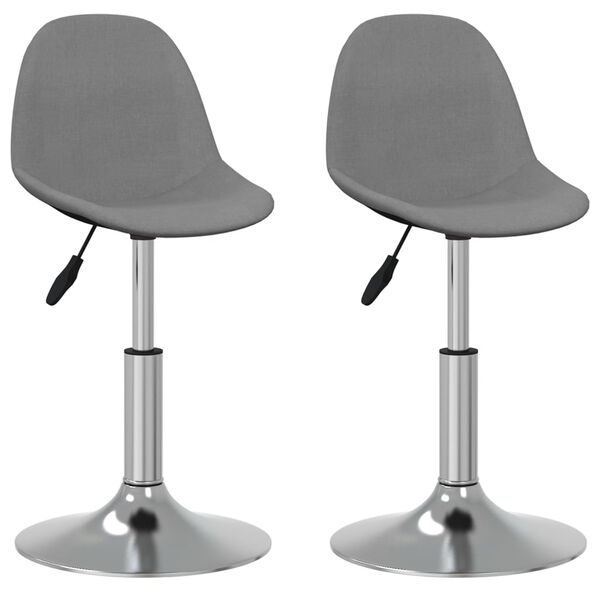 vidaXL Cadeiras de jantar girat&oacute;rias 2 pcs tecido cinzento-claro