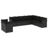 vidaXL 10 pcs conjunto sof&aacute;s de jardim c/ almofad&otilde;es vime PE preto
