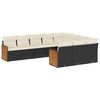 vidaXL 10 pcs conjunto sof&aacute;s de jardim c/ almofad&otilde;es vime PE preto