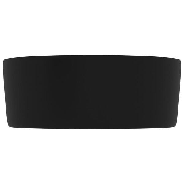 vidaXL Lavatório luxuoso redondo 40x15 cm cerâmica preto mate