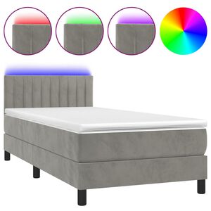 vidaXL Cama box spring c/ colch&atilde;o/LED 80x200 cm veludo cinzento-claro