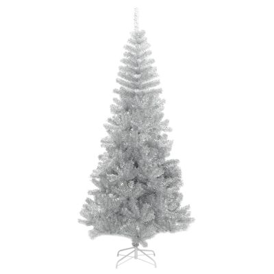 vidaXL Árvore de Natal artificial com suporte 210 cm PET prateado