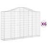 vidaXL Cestos gabi&atilde;o arqueados 6pcs 200x30x120/140cm ferro galvanizado
