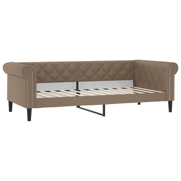 vidaXL Sof&aacute;-cama com colch&atilde;o 90x200 cm couro artificial cappuccino