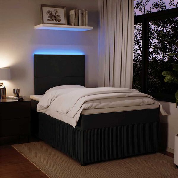 vidaXL Cama boxspring com colch&atilde;o 120x200 cm veludo preto