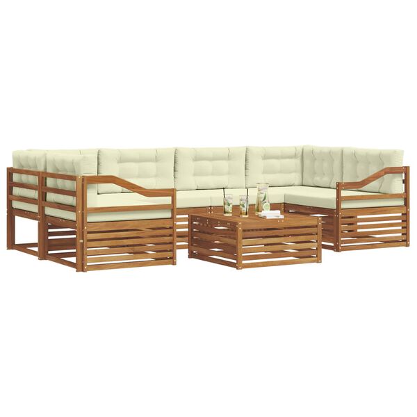 vidaXL Conjunto de Sof&aacute;s para Exterior 7 pcs Natural e Creme