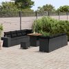 vidaXL Conjunto de Sof&aacute; de Jardim com almofada 11 pcs Preto vime PE