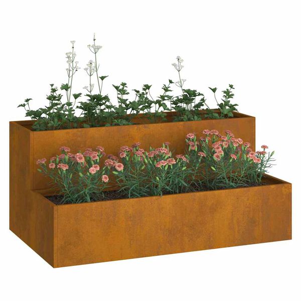 vidaXL Vaso de Jardim Ferro Enferrujado 100 x 60 x 45 cm