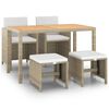 vidaXL 5 pcs conjunto jantar p/ jardim c/ almofad&otilde;es vime PE bege