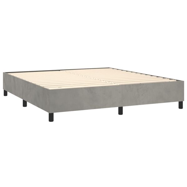 vidaXL Cama com molas/colch&atilde;o 200x200 cm veludo cinzento-claro