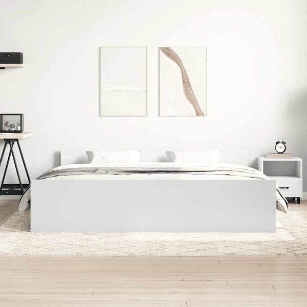 vidaXL Estrutura de cama c/ pain&eacute;is cabeceira e p&eacute;s 200x200 cm branco