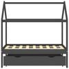 vidaXL Cama p/ crianças c/ gaveta 70x140 cm pinho maciço cinza-escuro