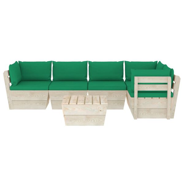 vidaXL 6 pcs conjunto lounge de paletes + almofad&otilde;es madeira de abeto