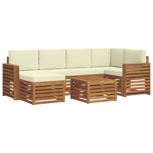 vidaXL Conjunto de Sof&aacute; Sectional com almofada 7 pcs Natural e Creme