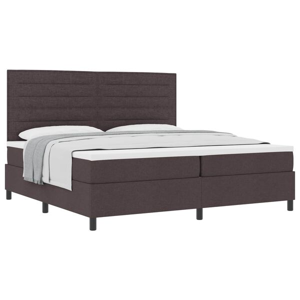 vidaXL Cama Box com colch&atilde;o Marrom Escuro 200 x 200 cm tecido