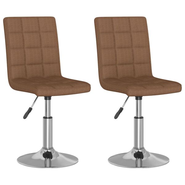vidaXL Cadeiras de jantar girat&oacute;rias 2 pcs tecido castanho